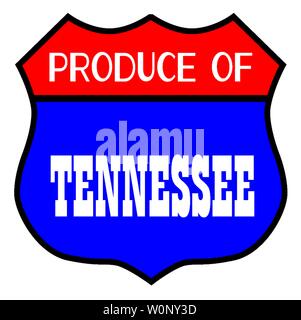 Route 66 style traffic sign with the legend Produce Of Tennessee Stock Vector