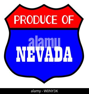 Route 66 style traffic sign with the legend Produce Of Nevada Stock Vector