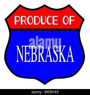 Route 66 style traffic sign with the legend Produce Of Nebraska Stock Vector