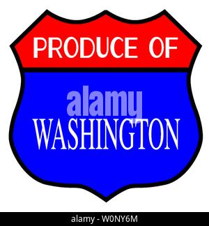 Route 66 style traffic sign with the legend Produce Of Washington Stock Vector