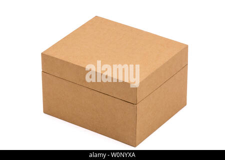 Brown cardboard box on white background Stock Photo