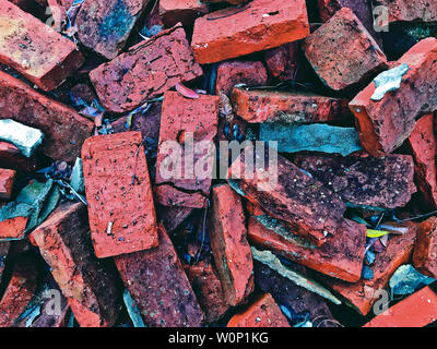 A cluttered red brick texture Stock Photo