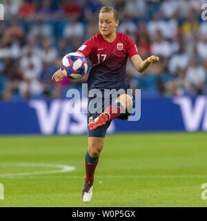 Le Havre, France. 27th June, 2019. NORWAY VS ENGLAND - Kristine Minde of Norway during a match between England and Norway. Women's World cup quarter final. FIFA. Held at the Oceane Stadium in Le Havre, France (Photo: Richard Callis/Fotoarena) Credit: Foto Arena LTDA/Alamy Live News Stock Photo