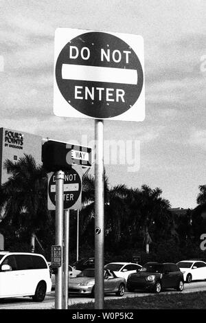 Do not enter sign composition photograph black and white Stock Photo