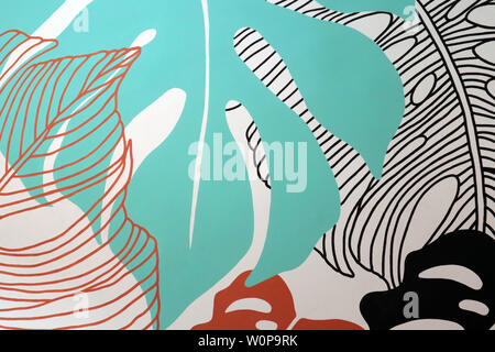 Colorful Hipster mural of leaves Stock Photo