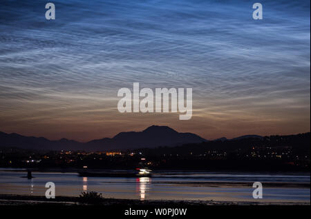 Noctilucent Clouds over Ben Lomond and the River Clyde 28 June 2019 Stock Photo