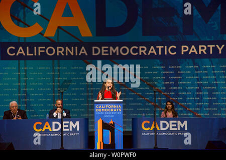 San Francisco, CA - June 01, 2019: California State Assembly Member Monique Limon, speaking at the Democratic National Convention at Moscone center in Stock Photo