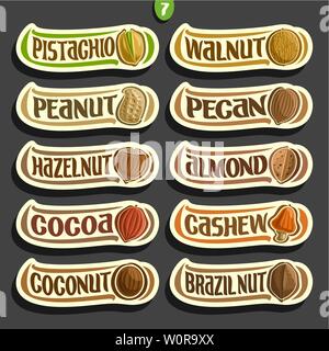 Vector Set of Nuts labels Stock Vector