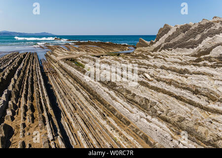 Rock layers at Zumaia´s beach, Basque Country, Spain Stock Photo