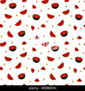 Seamless pattern of watermelon pieces vector background illustration Stock Vector