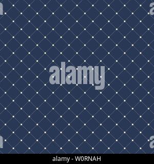 Dashed lines squares seamless pattern on dark blue background. Geometric shape diagonal repeatable. Vector illustration Stock Vector