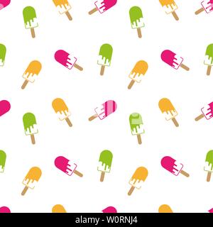 Seamless pattern with pink, green and orange popsicles vector illustration Stock Vector