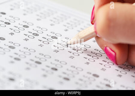 Test score sheet with answers, grade A+ and pencil, close up Stock ...