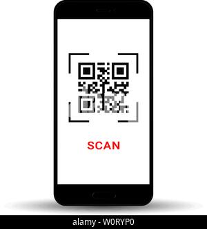 Scan QR code to Mobile Phone. Electronic, digital technology, barcode. Vector illustration, eps 10. Stock Vector