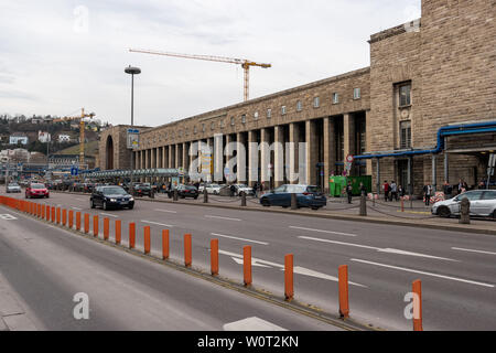 STUTTGART, GERMANY - MARCH 04, 2017: Facade of the building of the central railway station. Stock Photo