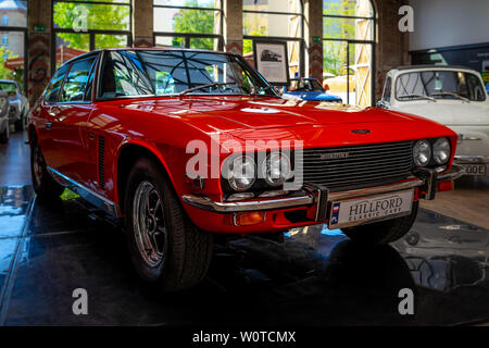 BERLIN - MAY 06, 2018: Grand touring car Jensen Interceptor MkII, 1971. Exhibition 31. Oldtimertage Berlin-Brandenburg (31th Berlin-Brandenburg Oldtimer Day). Stock Photo