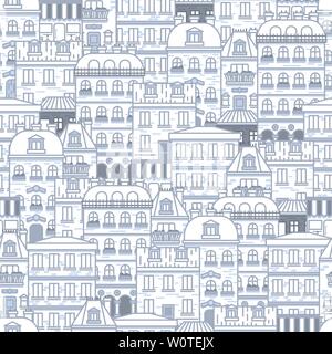 seamless pattern with houses and buildings of Paris. vector illustration Stock Vector