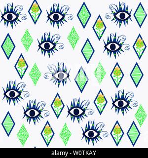 Abstract vector mystic eyes seamless pattern. It is located in swatch menu Stock Vector
