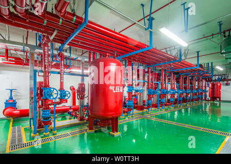 Fire pressurized pump room Stock Photo