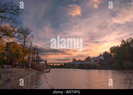 Sunrise over the River Dee in Chester, Cheshire Stock Photo