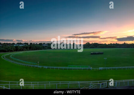 Sunset over Chester Racecourse (Roodee) Stock Photo