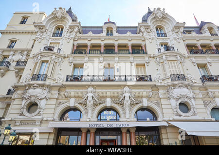 MONTE CARLO, MONACO - AUGUST 21, 2016: Hotel de Paris, luxury hotel building in a summer day in Monte Carlo, Monaco.