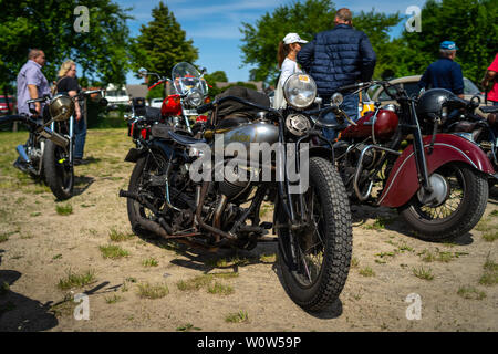 PAAREN IM GLIEN, GERMANY - MAY 19, 2018: Motorcycle Indian, 1939. Die Oldtimer Show 2018. Stock Photo