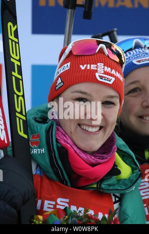 Denise Herrmann (WSC Erzgebirge Oberwiesenthal)  beim IBU Biathlon Staffelrennen der Frauen Weltcup in Ruhpolding 2019 Stock Photo