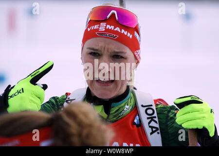 Denise Herrmann (WSC Erzgebirge Oberwiesenthal)  beim IBU Biathlon Staffelrennen der Frauen Weltcup in Ruhpolding 2019 Stock Photo
