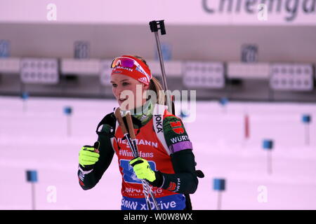 Denise Herrmann (WSC Erzgebirge Oberwiesenthal),   IBU Biathlon Staffelrennen der Frauen Weltcup in Ruhpolding 2019 Stock Photo