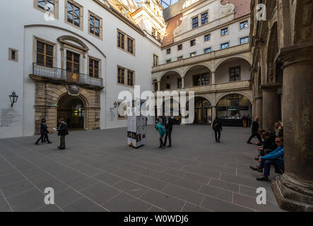 DRESDEN, GERMANY - OCTOBER 31, 2018: Courtyard of Dresden Castle or Royal Palace. Dresden is the capital city of the Free State of Saxony. Stock Photo