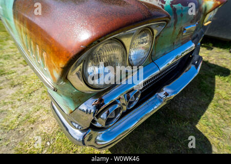 BERLIN - MAY 05, 2018: Headlamp of the full-size car Chevrolet Bel Air (Third generation). Stock Photo