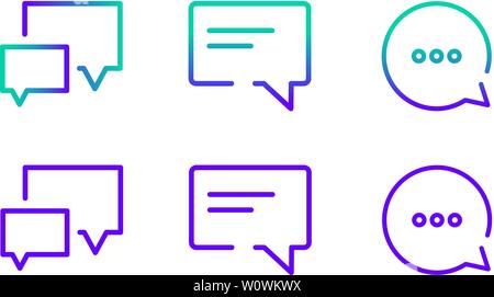 Trendy modern flat vector set icons with speech bubbles. Talk balloon icons on isolated background for web site page, marketing, mobile app, design el Stock Vector