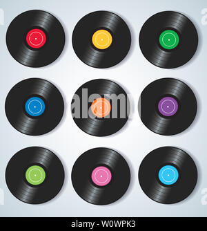 colorful vinyl records background Stock Photo