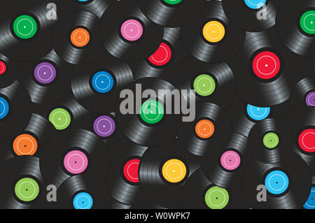 colorful vinyl records background Stock Photo