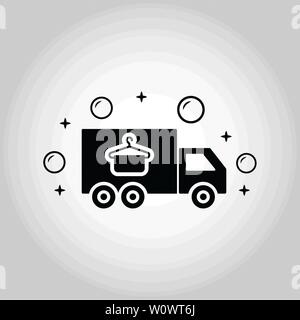 Loundry Delivery icon. Monochrome style design from cleaning icons collection. Symbol of loundry delivery isolated icon. Stock Vector