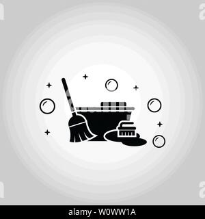 Wet Cleaning icon. Monochrome style design from cleaning icons collection. Symbol of wet cleaning isolated icon. Stock Vector