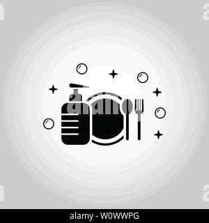 Dish Washing icon. Monochrome style design from cleaning icons collection. Symbol of dish washing isolated icon. Stock Vector