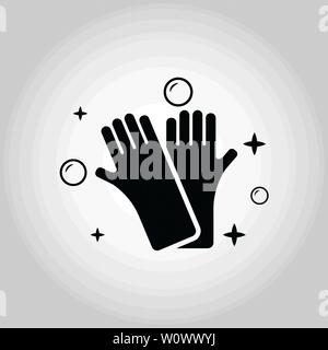 Rubber Gloves icon. Monochrome style design from cleaning icons collection. Symbol of rubber gloves isolated icon. Stock Vector
