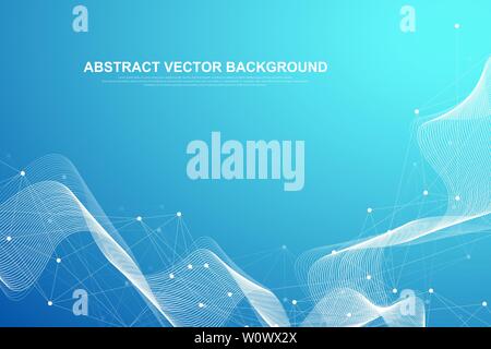 Vector abstract big data visualization. Complex data threads graphic. Abstract vector graphics. Futuristic infographic illustration Stock Vector