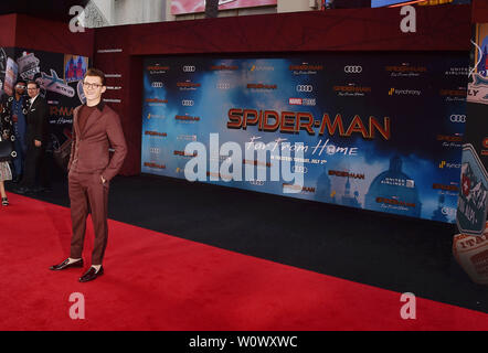 HOLLYWOOD, CA - JUNE 26: Tom Holland attends the premiere of Sony Pictures' 'Spider-Man Far From Home' at TCL Chinese Theatre on June 26, 2019 in Hollywood, California. Stock Photo