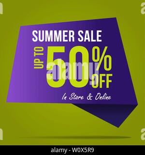 Summer sale 50% offer label sticker, sale discount price tag, label design for your discount campaign promotion in several occasion season sales Stock Vector
