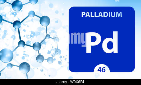 Palladium Chemical 46 element of periodic table. Molecule And Communication Background. Chemical Pd, laboratory and science background. Essential chem Stock Photo
