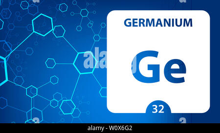 Germanium Chemical 32 element of periodic table. Molecule And Communication Background. Chemical Ge, laboratory and science background. Essential chem Stock Photo