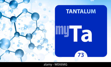 Tantalum Ta, chemical element sign. 3D rendering isolated on white background. Tantalum chemical 73 element for science experiments in classroom scien Stock Photo