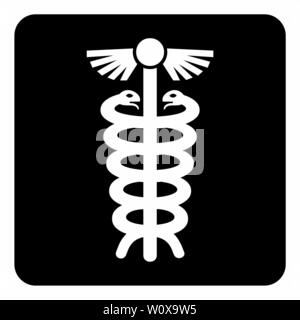 A black and white Caduceus icon illustration Stock Vector