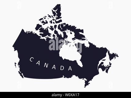 Canada silhouette map isolated on white background Stock Vector