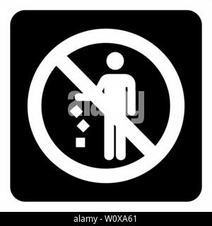 A black and white Do not litter icon Stock Vector