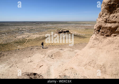 Uzbekistan,.The largest ruins castles of ancient Khorezm – Ayaz - Kala Stock Photo