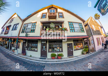 Aviles  Street in historic old town section of St Augustine Florida Stock Photo